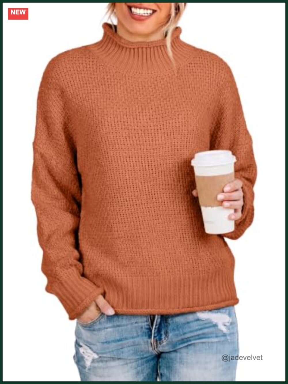 Chunky Cable Knit Turtleneck Oversized Sweater Pullover